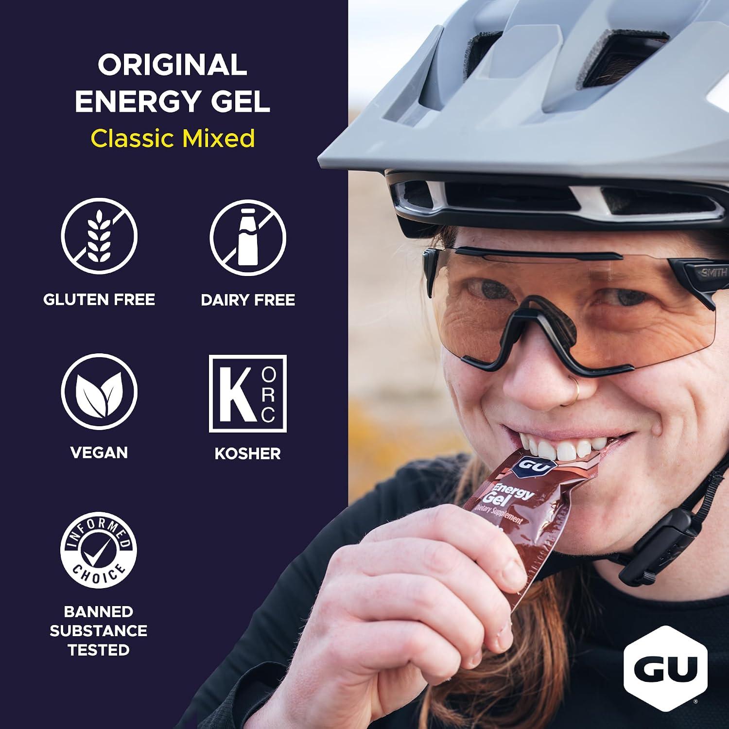 GU Energy Original Sports Nutrition Energy Gel, Vegan and Dairy-Free On-the-Go Energy for Any Workout, Vanilla Bean, 8-Count