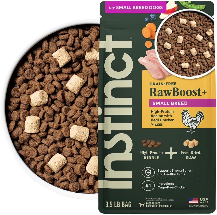 Instinct RawBoost Small Breed, Dry Dog Food + Freeze Dried, Chicken, 10 lb | High-protein kibble with FreshDried raw bites, nutrition for healthy weight, calcium for strong bones & teeth, grain-free