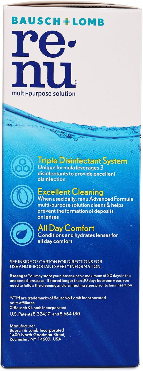 Renu Contact Lens Solution, Advanced Formula, Multi-Purpose Solution with Lens Case, Gently Cleans, Disinfects