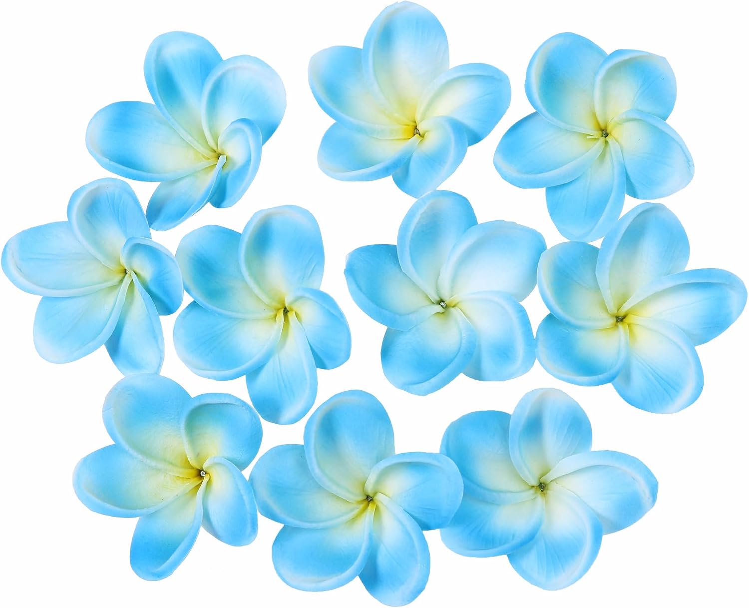 10PCS Artificial Plumeria Flowers with Stem, Apricot | Natural Real Touch,DIY Cake Decoration, Hawaiian Part, Luau Decor, Wedding Bouquets