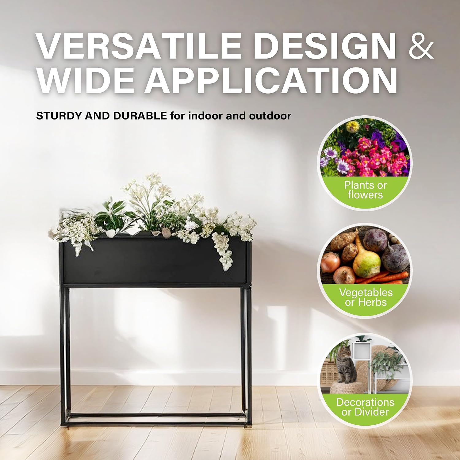 Cocoyard Metal Elevated Planter Box - 28" Raised Garden Bed with Legs for Indoor and Outdoor - Tall Rectangle Planter with Felt Liner
