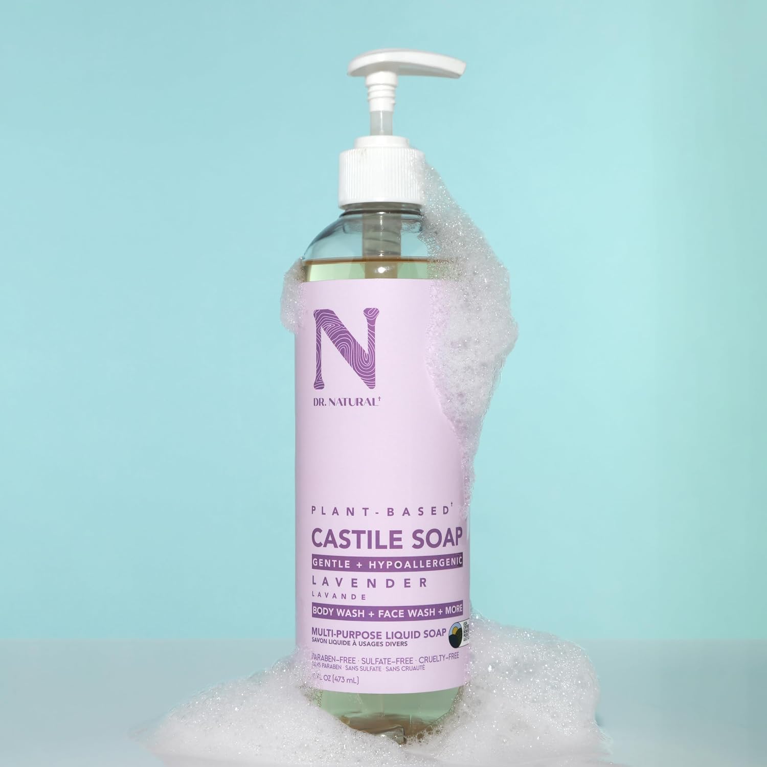 Dr. Natural Castile Liquid Soap - Multi-Use Body Wash, Shampoo and Face Wash - Hydrating Body Soap for Skin, Hair, Pets and Home - Eucalyptus - 32 oz