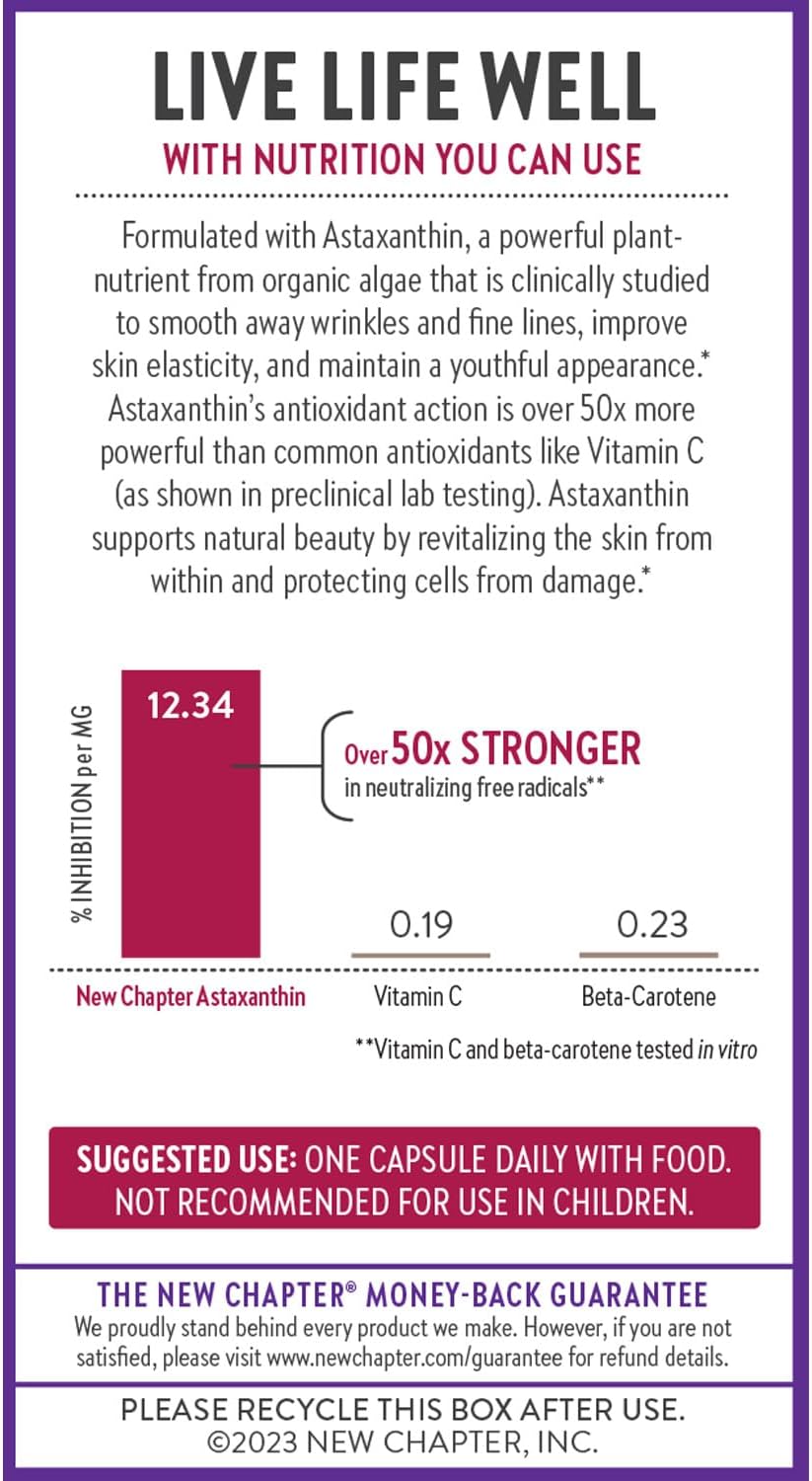 New Chapter Biotin Supplement, Vegan Hair Skin and Nails Vitamins with Fermented Biotin + Astaxanthin - 60 Count