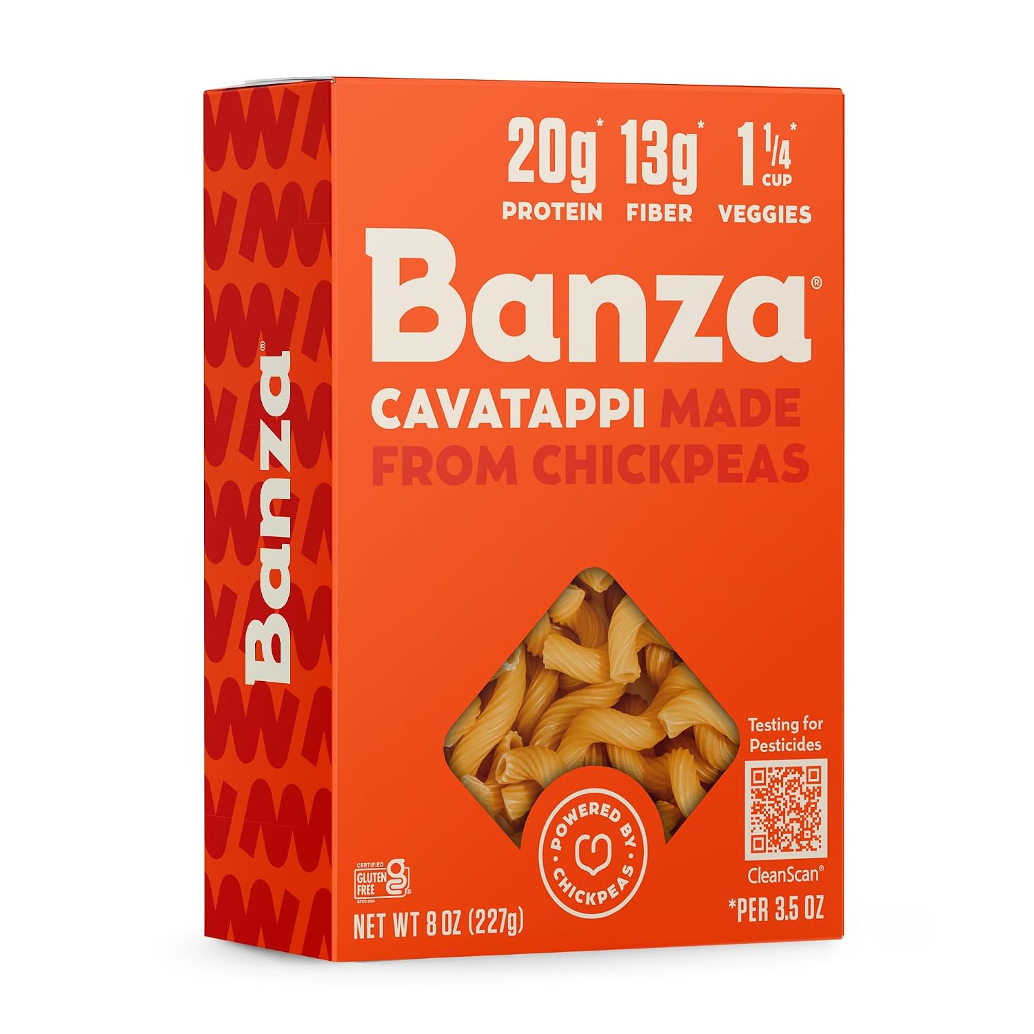 Banza Cavatappi Pasta from Chickpeas - Gluten Free, High Protein, and Lower Carb Protein Cavatappi Chickpea Pasta - 8oz | High Protein Pasta with 20g per Serving - No-Compromises Taste & Texture - Gluten Free and Lower Carb