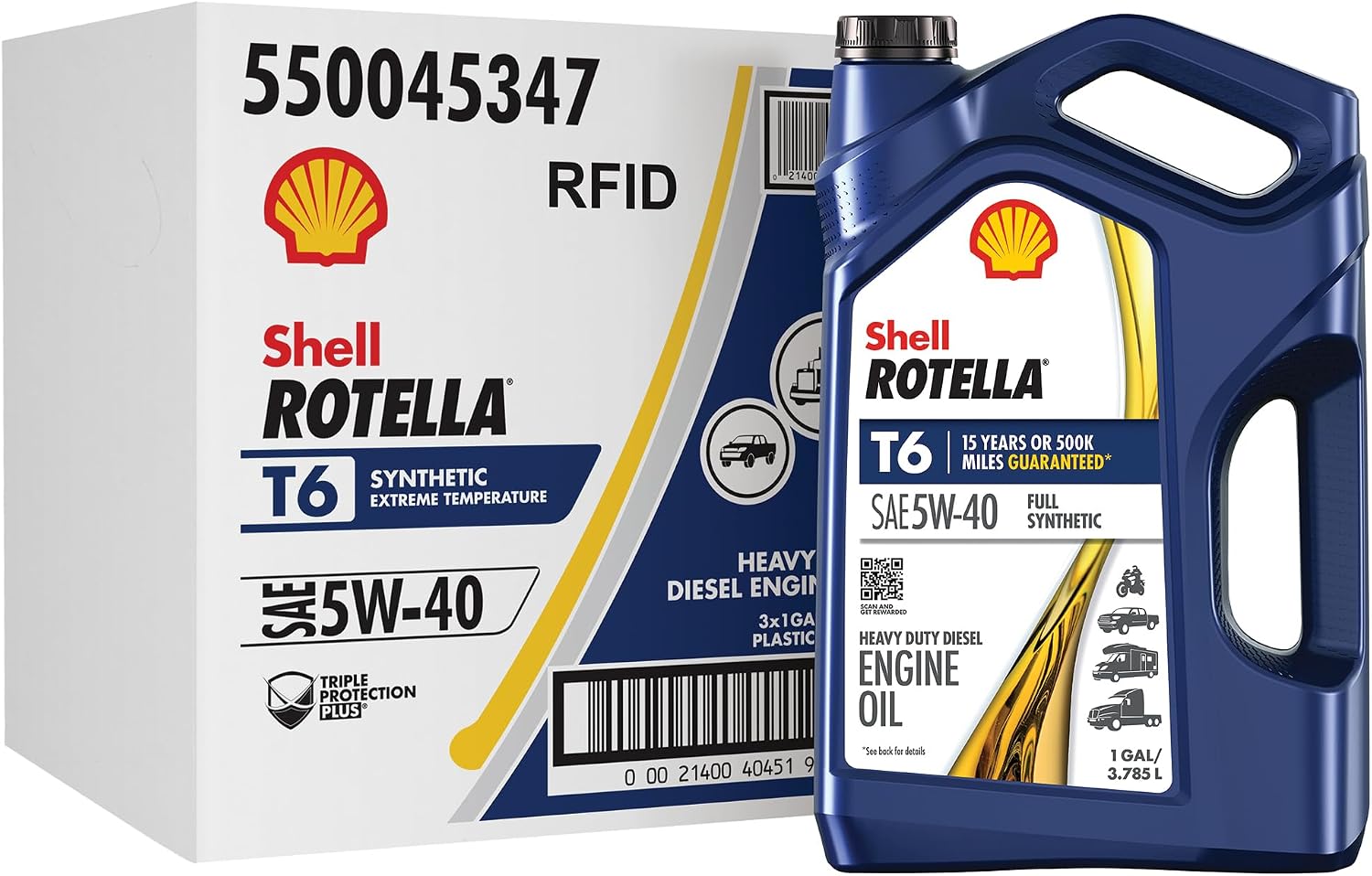 Shell Rotella T6 Full Synthetic Heavy Duty Engine Oil 5W-40, 55 Gallon Drum