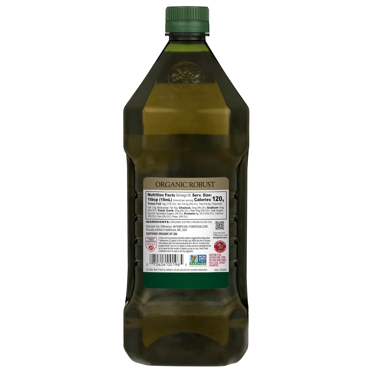 Pompeian Robust Organic Extra Virgin Olive Oil - 16 fl oz | First Cold Pressed Olive Oil for Cooking - Full-Bodied Taste for Dressings and Marinades