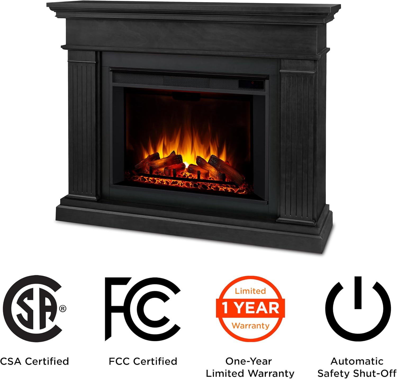 Real Flame Centennial Grand Electric Fireplace with Mantel for Living Room or Bedroom, Replaceable Fireplace Insert Heater