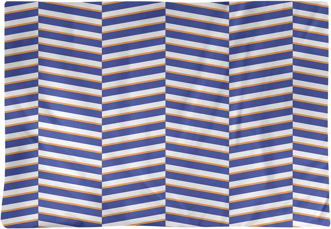 Dana Strider Two Color Fractured Stripes Table Placemat, 18 x 14, Blue & Orange