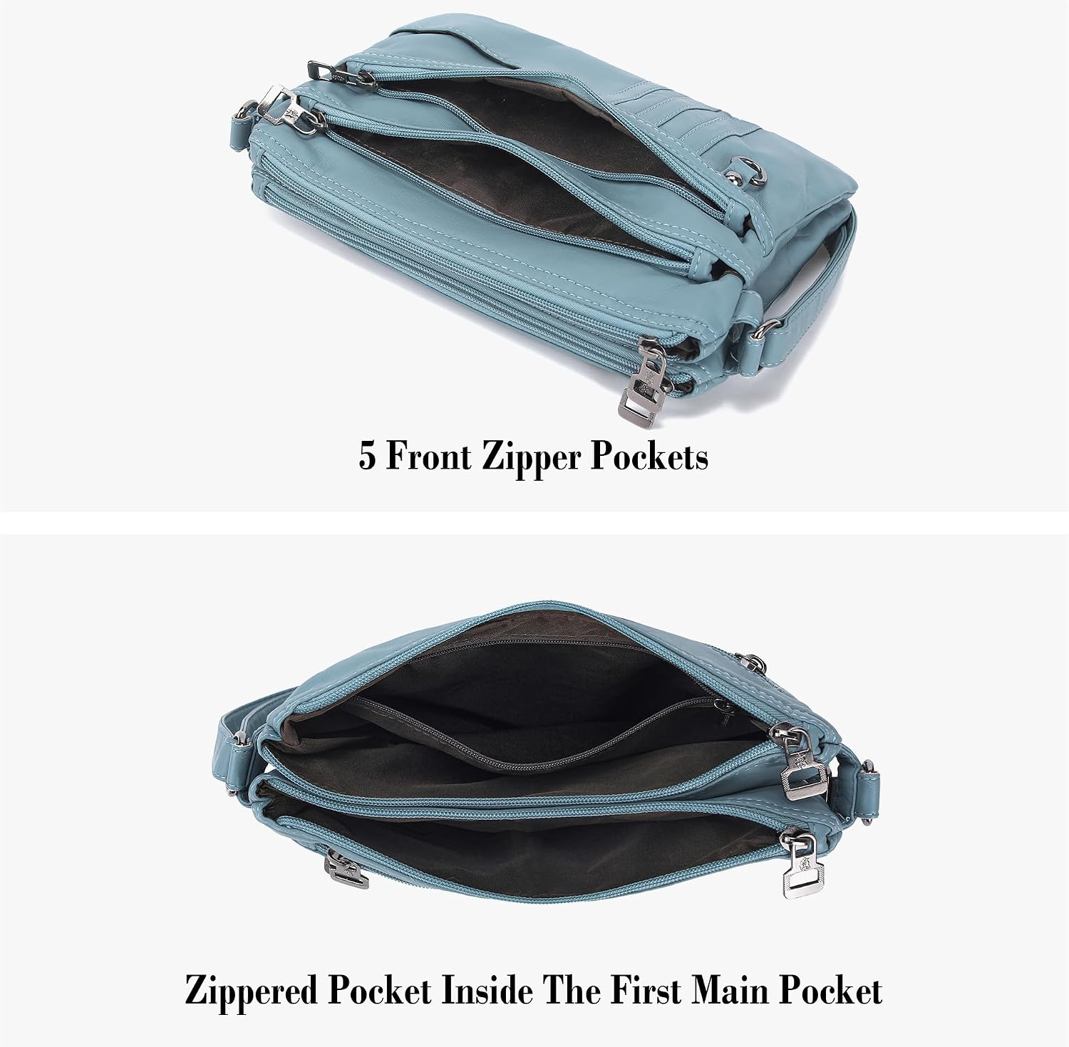 MINICAT Multi Pocket Small Crossbody Purses for Women Everyday Shoulder Bag | Lightweight Organizer, Cross body Bag with Multiple Zipper Pockets, Vegan Leather, Phone Purse for Travel Casual Daily