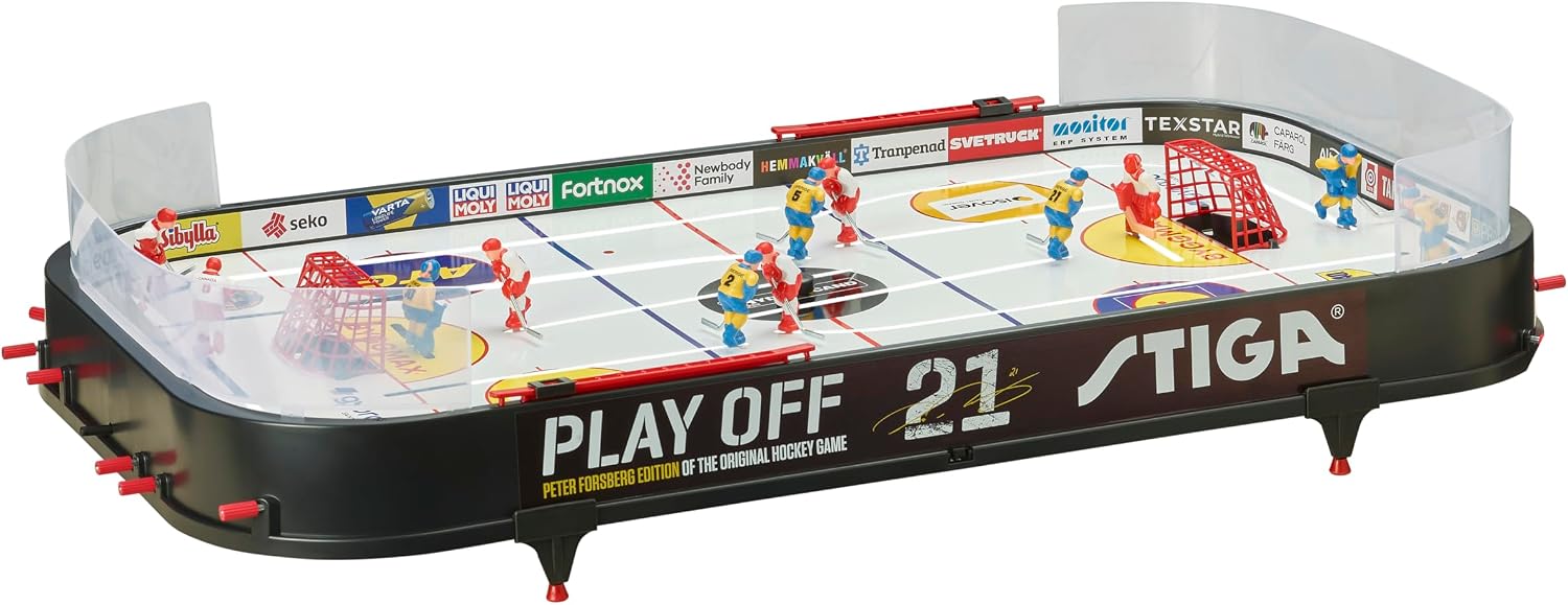 STIGA Table-Top Rod Hockey Game Play Off 21 – Classic Ice Hockey Action with Enhanced Features, Easy Assembly, Includes 2 Pucks – Fun for All Ages