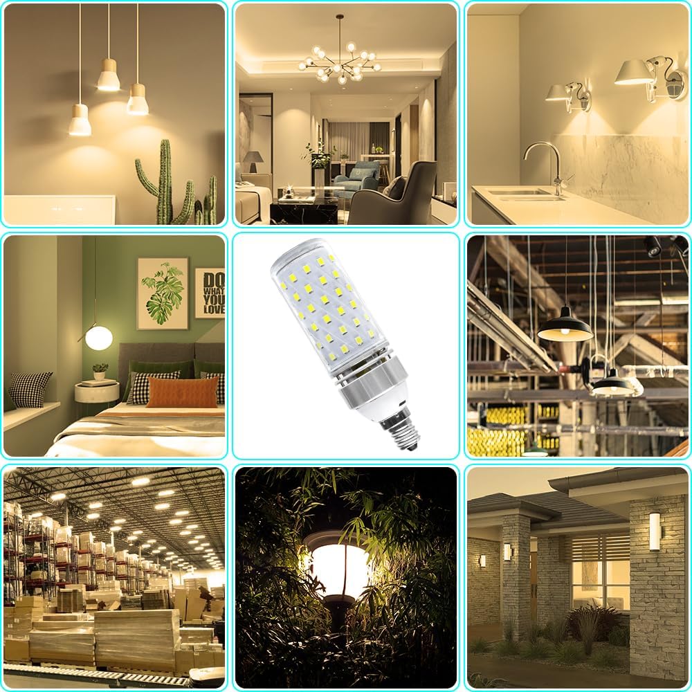 LEDLightsWorld Super Bright E12 LED Corn Bulbs, 16W 1500LM Bulbs, Daylight White 6000K Lights, CRI80+, 120W Incandescent Bulb Equivalent