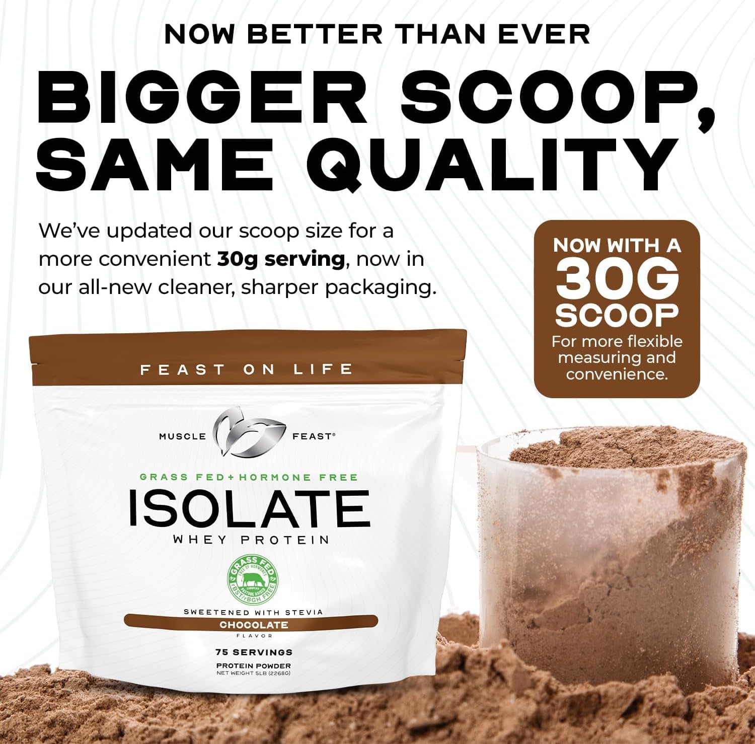 Muscle Feast Grass-Fed Whey Protein Isolate Powder, Chocolate (2lb) | All Natural Hormone Free Pasture Raised, Whey Isolate Protein for Men & Women, Clean, Non-GMO, Delicious Isolate Protein