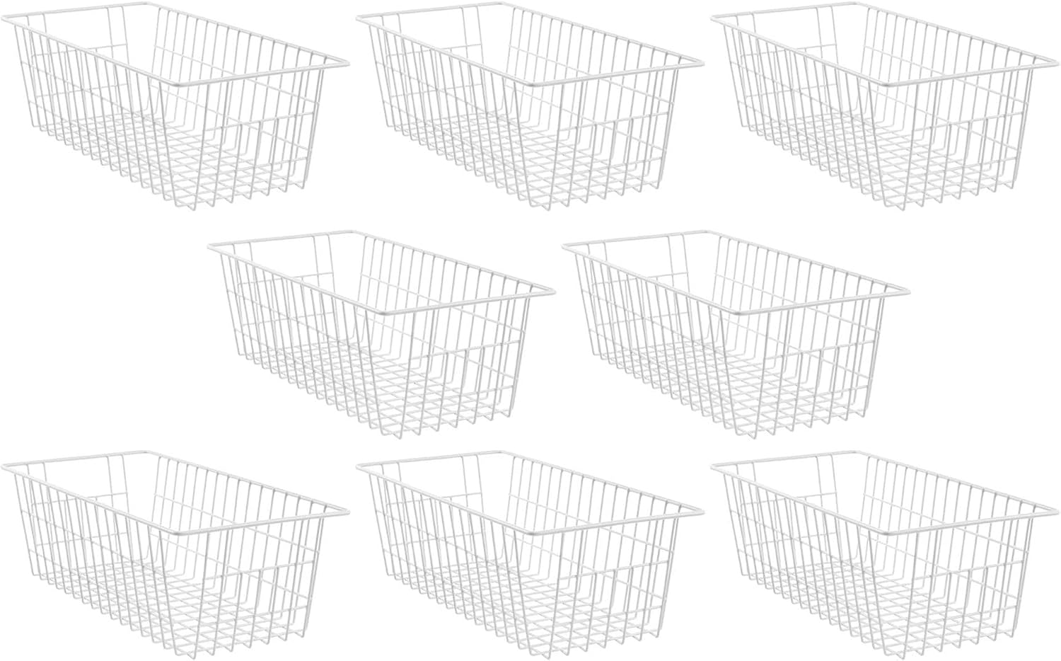 SANNO 15.7" Freezer Baskets Wire Storage Baskets Bin Organizer Food, Kitchen, Basket Organizers Bins for Home, Bathroom, Closet Organization, white