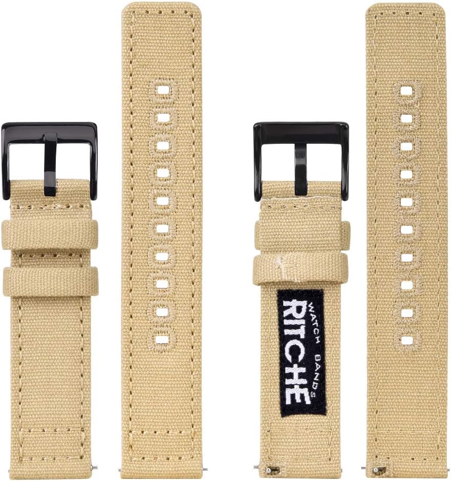 Ritche Christmas Gift Canvas Vintage Quick Release Watch Band 18mm 20mm 22mm 24mm Replacement Watch Straps for Men Women, White Elephant Gifts, Stocking Stuffers for Men, Father's Day gifts