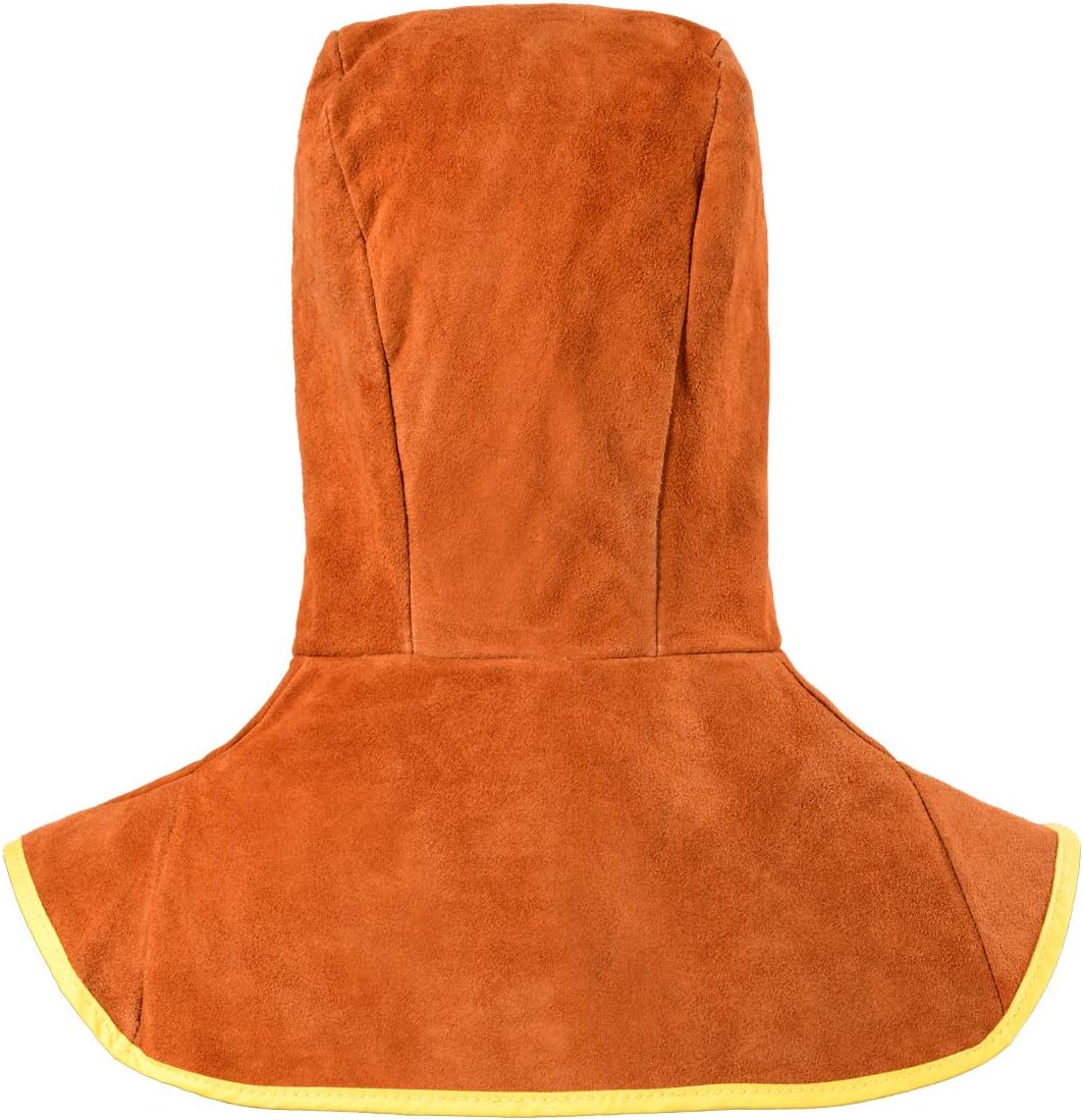 Welding Hood - Leather Welder Cap with Neck Shoulder Drape - Full Cover