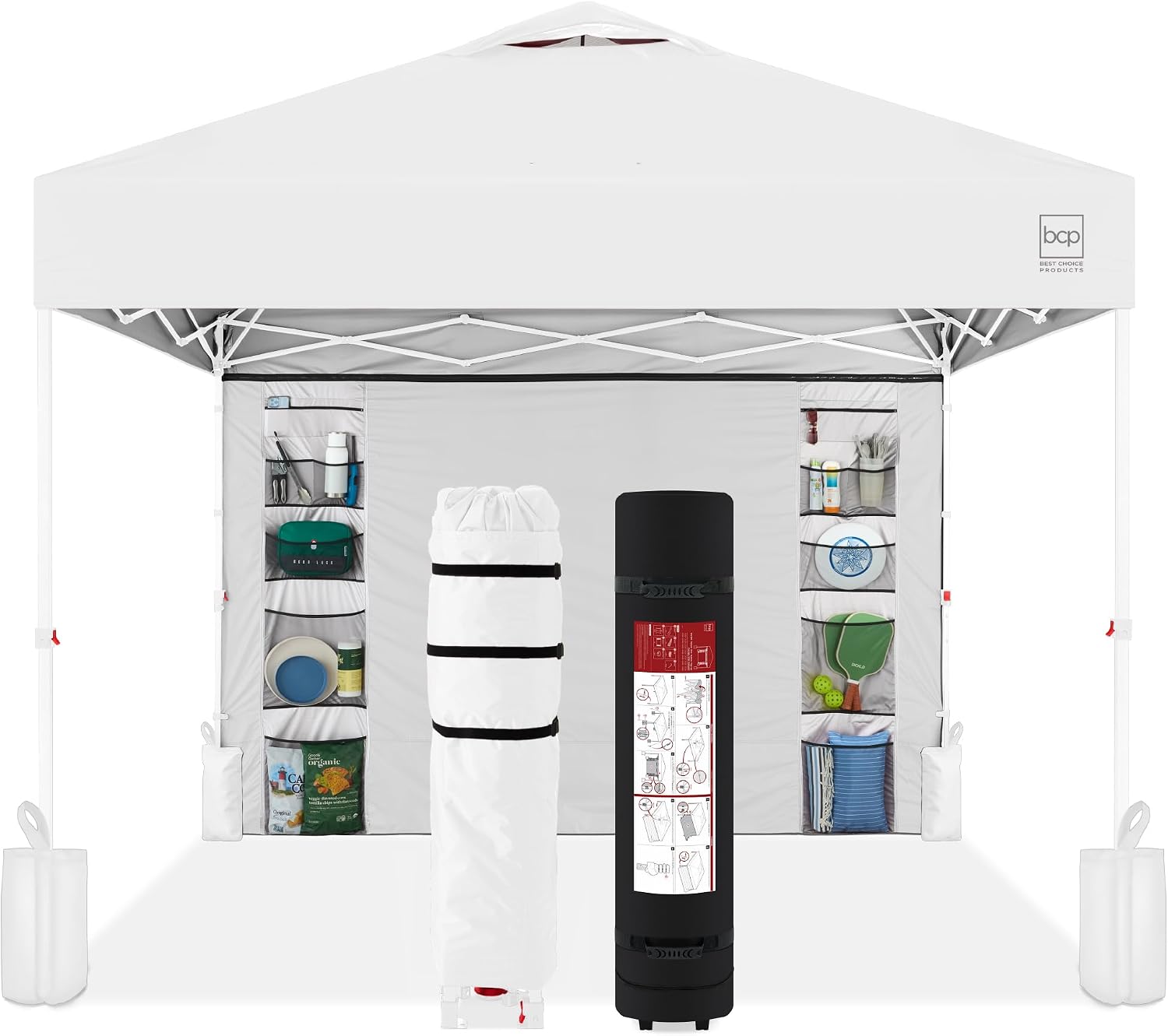 Best Choice Products 10x10ft Pop Up Canopy Tent, Outdoor Shade, 1 Person 1 Minute Set Up, Carry Case, 4 Weight Bags - White