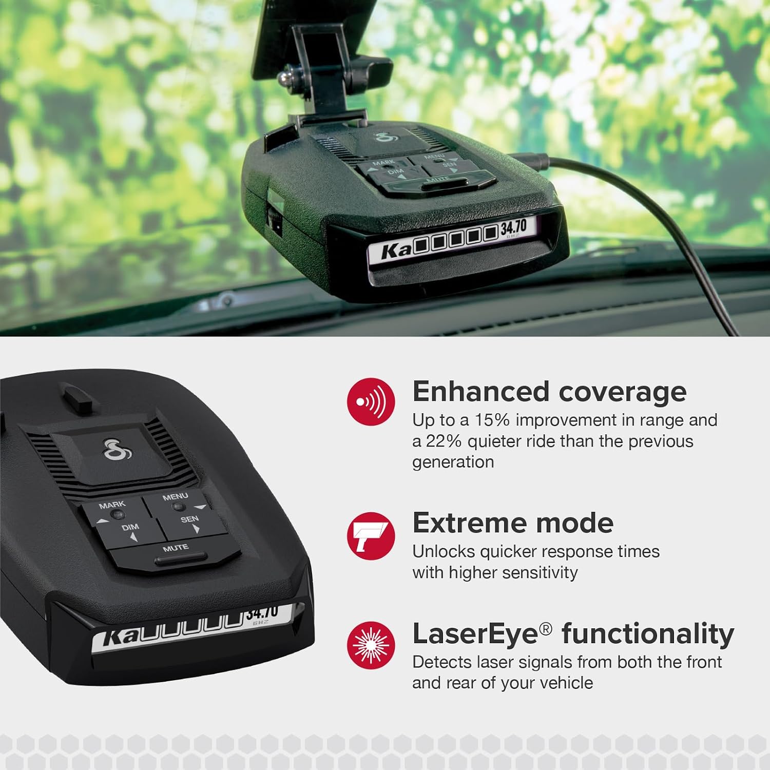 Cobra RAD 480i Laser Radar Detector, Long Range Detection, Bluetooth, Black