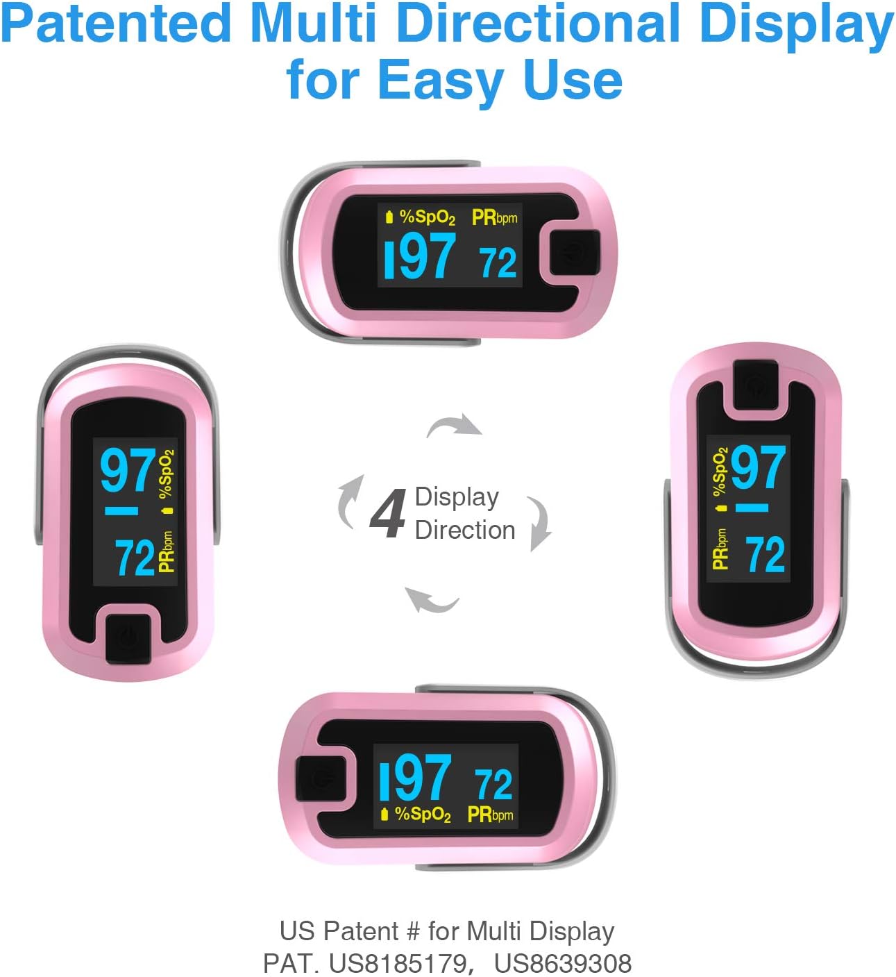 OLED Finger Pulse Oximeter, O2 Meter, Dual Color White/Pink