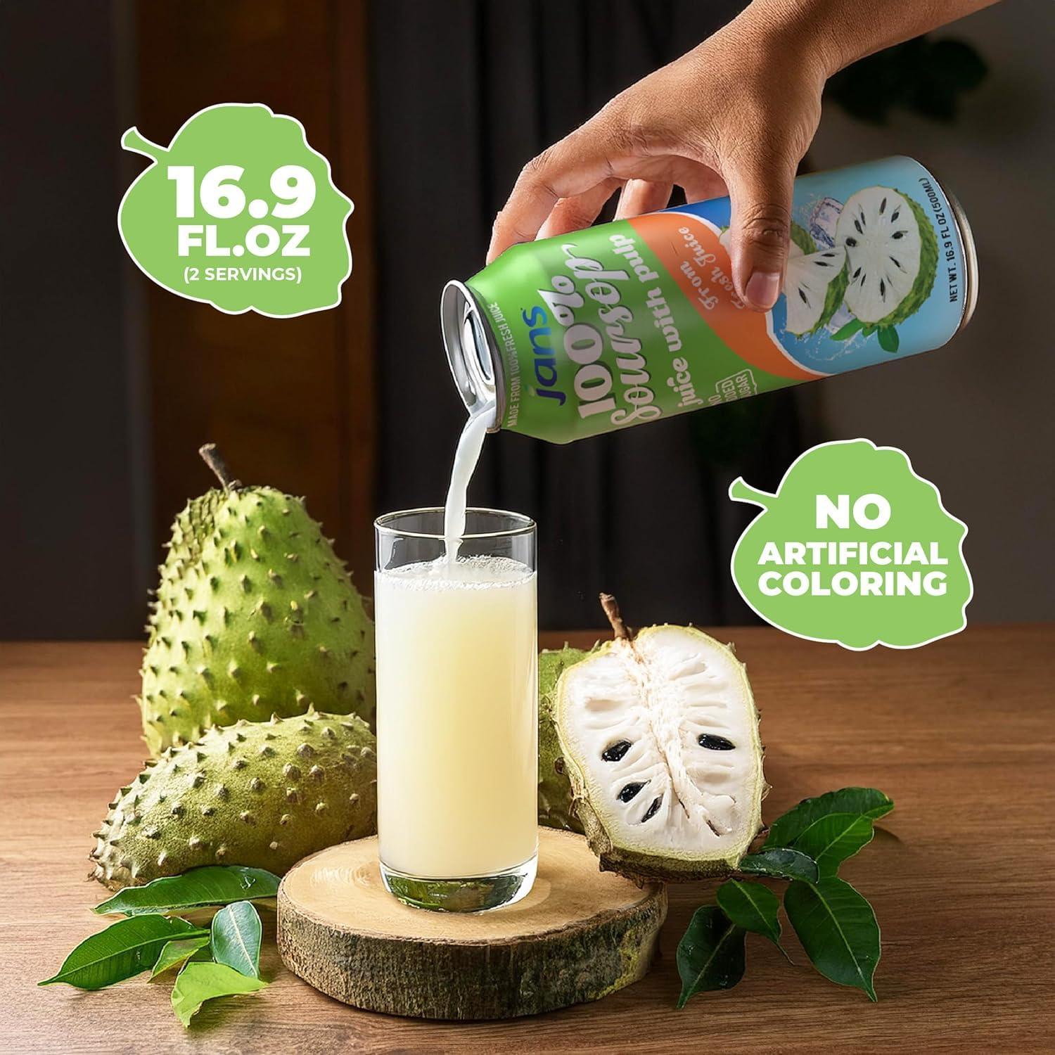 Jans 100% Coconut Water With Pulp, Unsweetened, 16.57 Fl Oz, Pack of 12