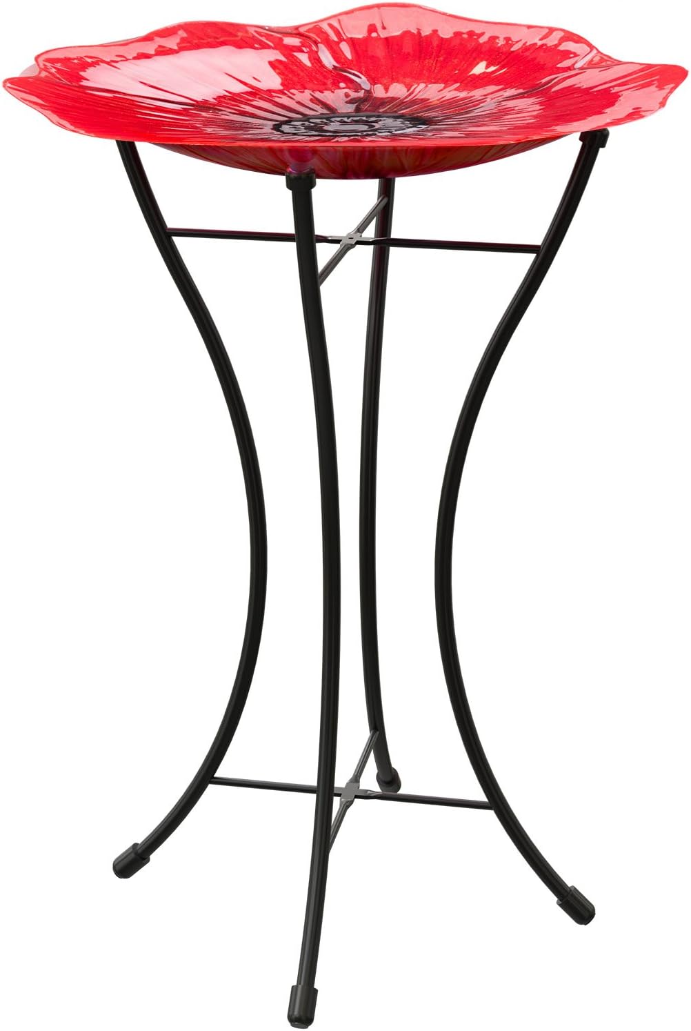 Panacea 086195 Poppy Glass Bird Bath birdbaths, 16 in. Dia, Red
