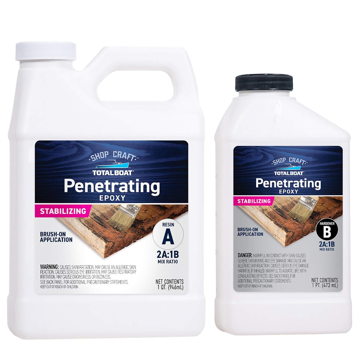 TotalBoat Clear Penetrating Epoxy Wood Sealer - 1.5 Quart Kit, Traditional | Ideal for Wood Rot Repair & Sealing Plywood; Marine-Grade Epoxy Hardens and Stabilizes; Waterproofs and Protects Outdoor Wood