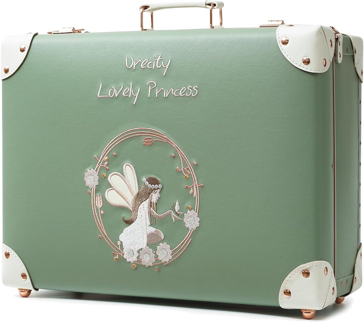 urecity Vintage and Cute Carry-on Overnight Case Non-wheeled Mini Leather Trunk Suitcase with Shoulder Strap
