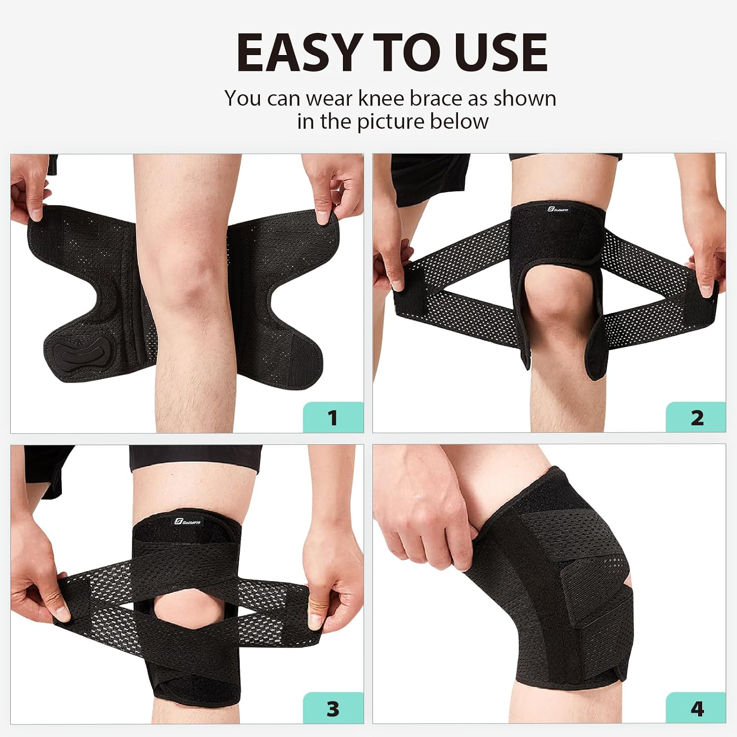 Knee Brace with Side Stabilizers for Meniscus Tear,Adjustable Knee Wrap | for Pain Relief, Breathable Compression Knee Support for Knee Pain, ACL, MCL, Arthritis, Sports, Women&Men (Black, X-Large)