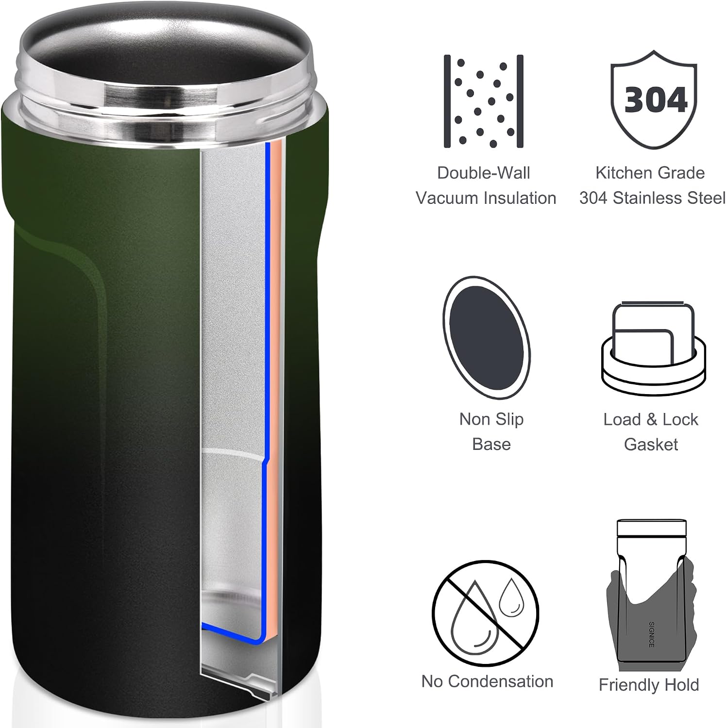 3 In 1 Insulated Universal Can Cooler - Signice Double Walled Vacuum Insulator Stainless Steel Slim Can Cooler for 12 Oz Skinny Tall Standard