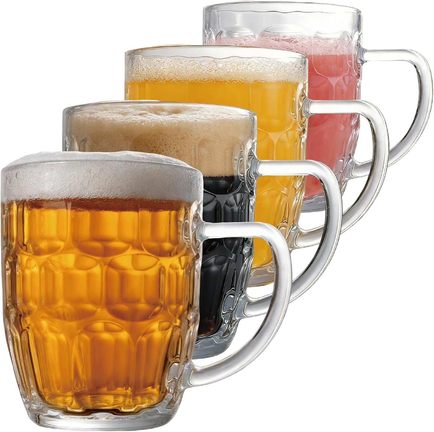 Dimple Stein Beer Mug - 20 OZ (4 Pack)