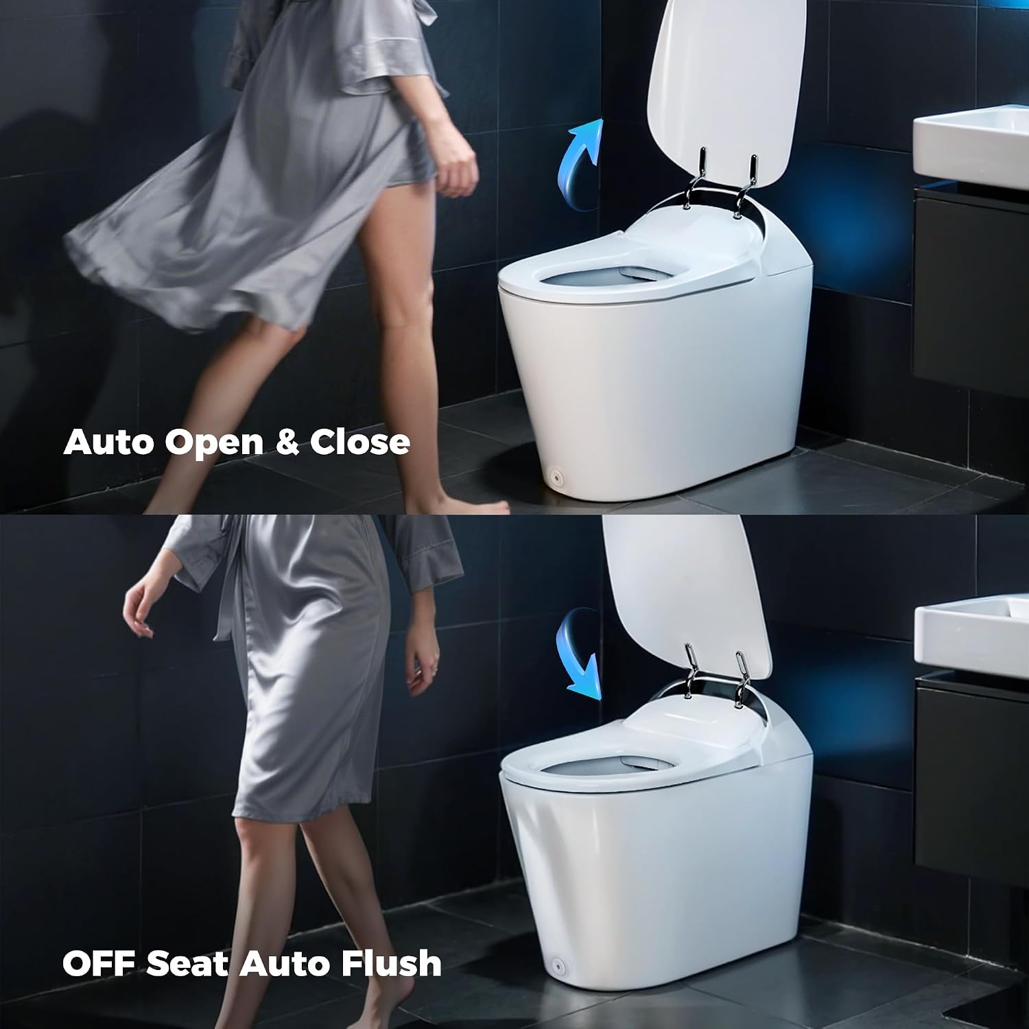 Smart Toilet with Bidet built in, Bidet Toilet with Water Filtration | Nano Self-Cleaning Glaze, Pump assisted, Auto Deodorizer, Blackout Flush