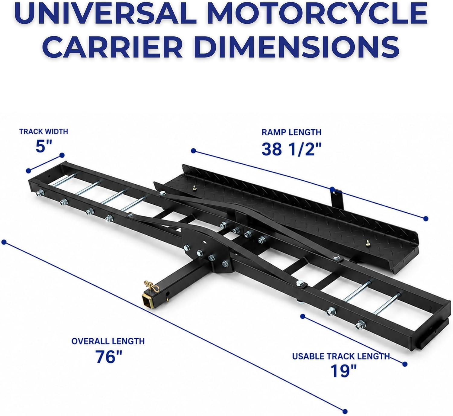 Jeremywell 500 lbs Heavy Duty Motorcycle Dirt Bike Scooter Carrier Hitch Rack Hauler Trailer with Loading Ramp and Anti-Tilt Locking Device
