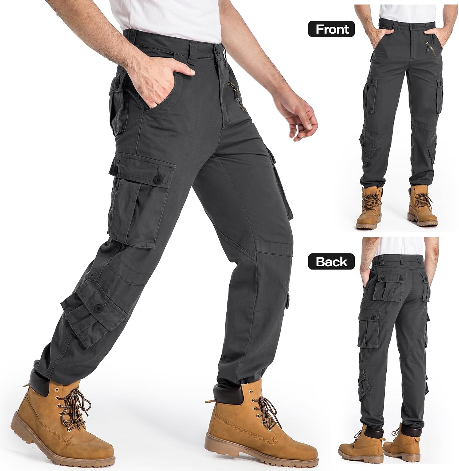 Mens Cargo Pants Camo Work Tactical Rip Stop BDU Casual Army Military Pants | 100% Cotton,Wear Resistant,Breathable,Sweat-absorbent,Men's Wild Cargo Pants with 8 Pockets,Relaxed Loose Fit Hiking Pants