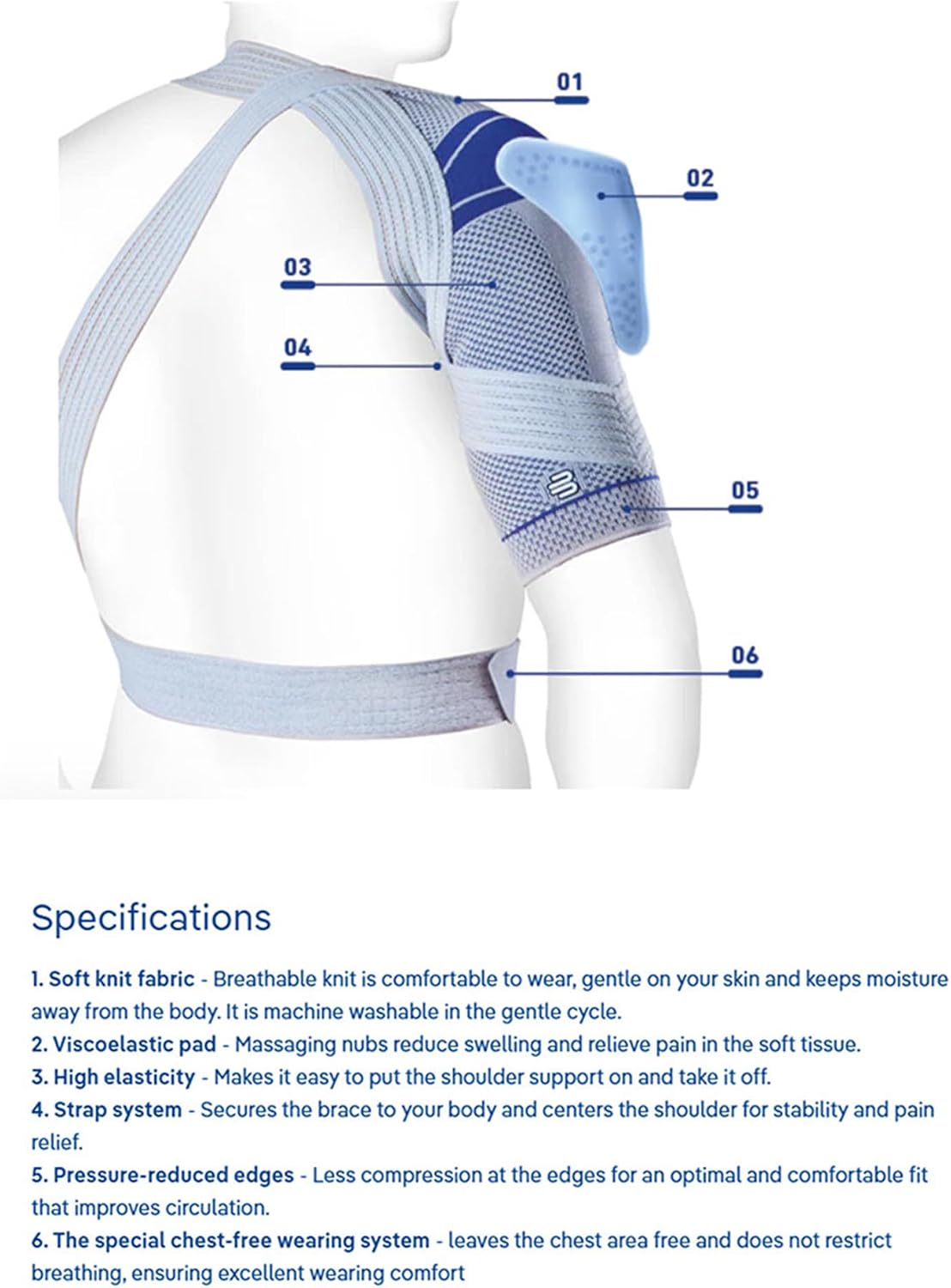 Bauerfeind - OmoTrain - Shoulder Support - Breathable Knit Shoulder Brace for Pain Relief for Injured or Strained Shoulders, Helps Maintain Natural Movement
