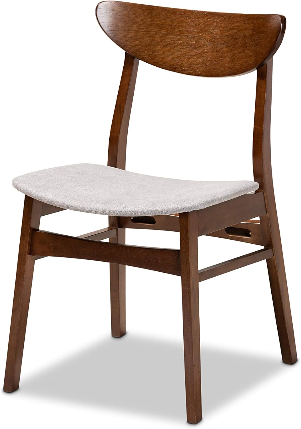 Baxton Studio Parlin Mid-Century Modern Transitional Light Beige Fabric Upholstered and Walnut Brown Finished Wood 4-Piece Dining Chair Set