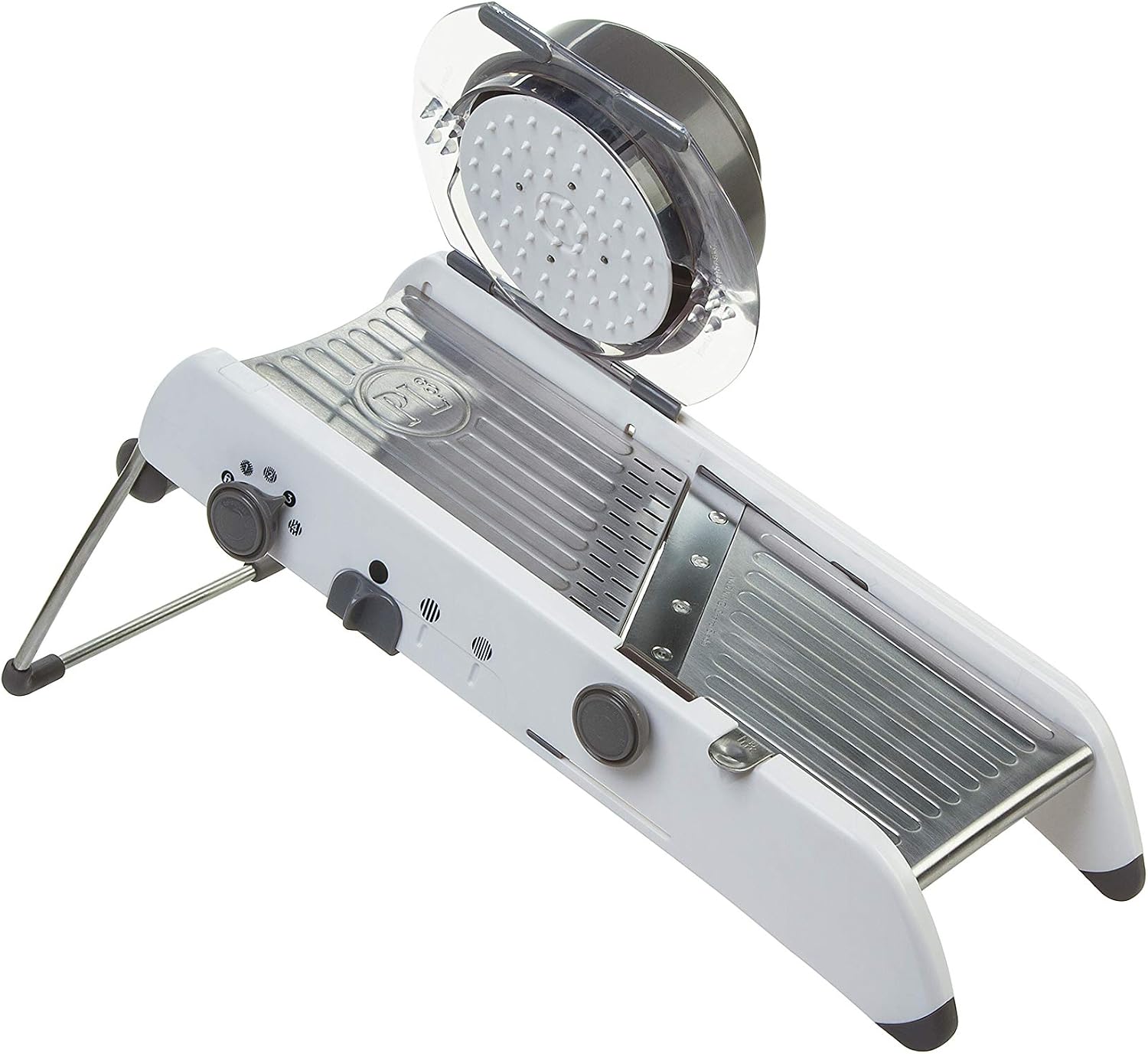 PL8 Professional Mandoline - Versatile Slicer with Adjustable Straight, Waffle, and Julienne Blades, Extra-Wide Stainless Steel Deck