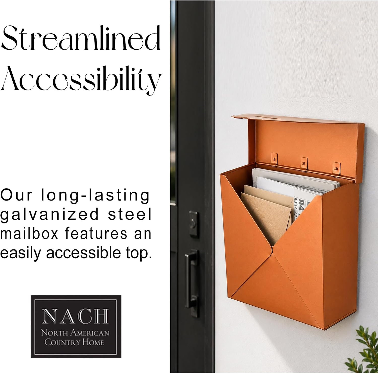 NACH Mailboxes for Outside Wall Mount, 10 x 10 x 4 inch Black Mailbox, Waterproof Mailboxes for Outside - Chicago Style Mail Box