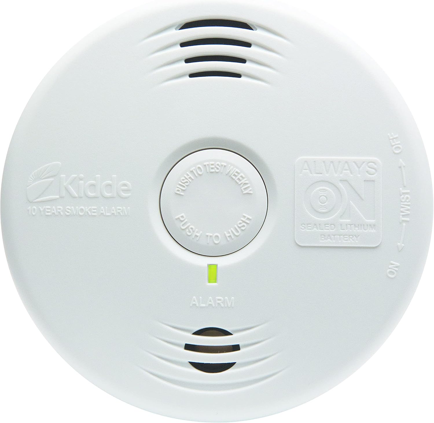 Kidde Smoke Detector, 10-Year Battery, Photoelectric Sensor Smoke Alarm, White