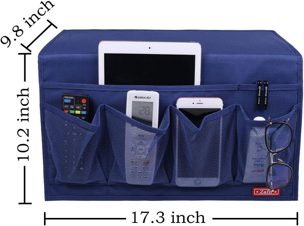 Zafit Bedside Storage Organizer, Table Cabinet Bedside Organizer Caddy for Remotes Phone Glasses (Classic 4 Pockets-Grey)