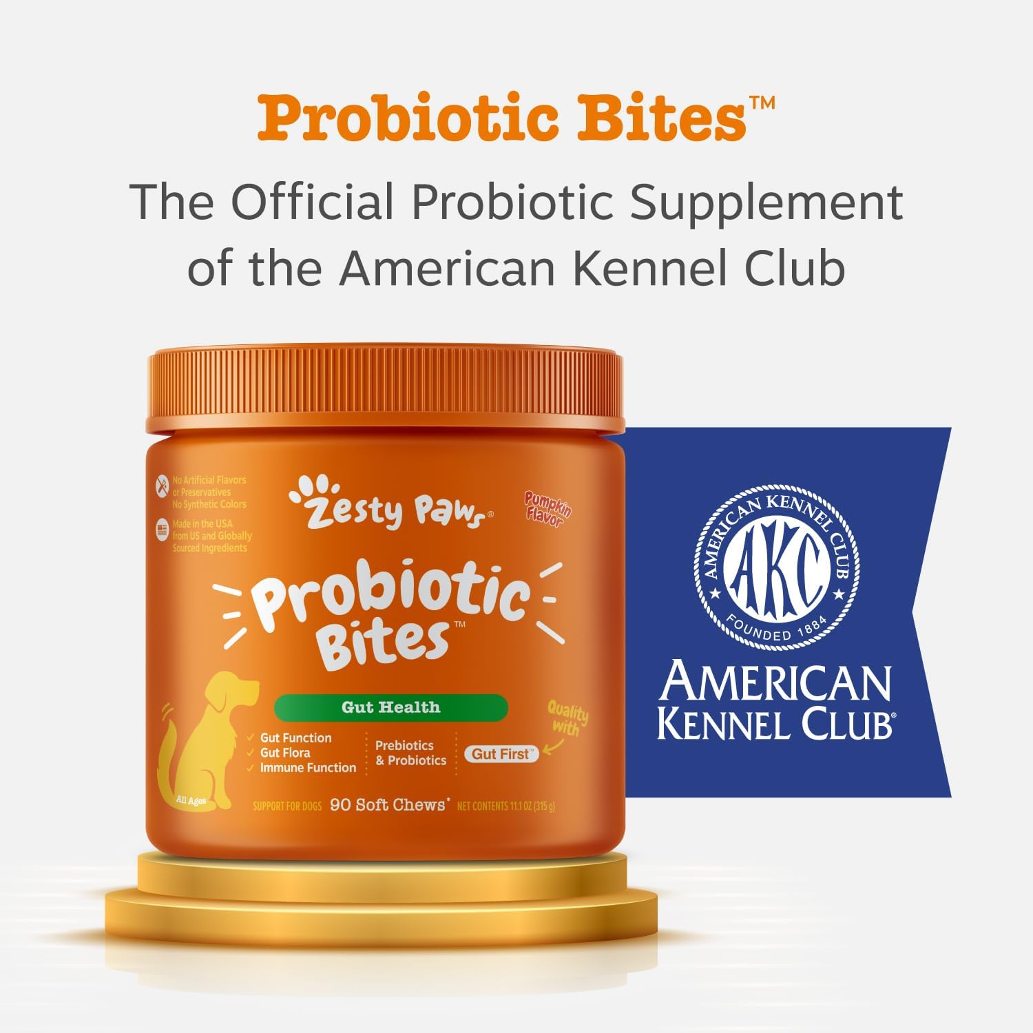 Zesty Paws Probiotics for Dogs - Digestive Enzymes for Gut Flora, Digestive Health, Diarrhea & Bowel Support - Clinically Studied DE111 - Dog Supplement Soft Chew for Pet Immune System - Pumpkin, 90ct