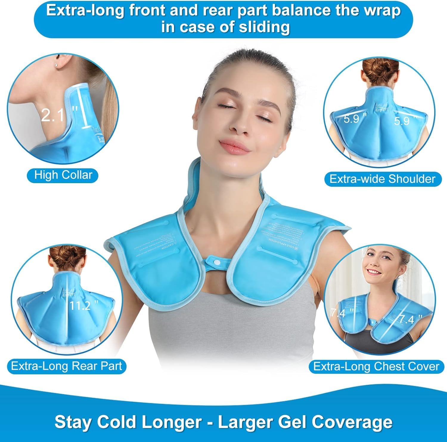 Reusable Ice Pack for Neck and Shoulders Upper Back Discomfort, Large Neck Ice Pack Wrap with Soft Plush Lining