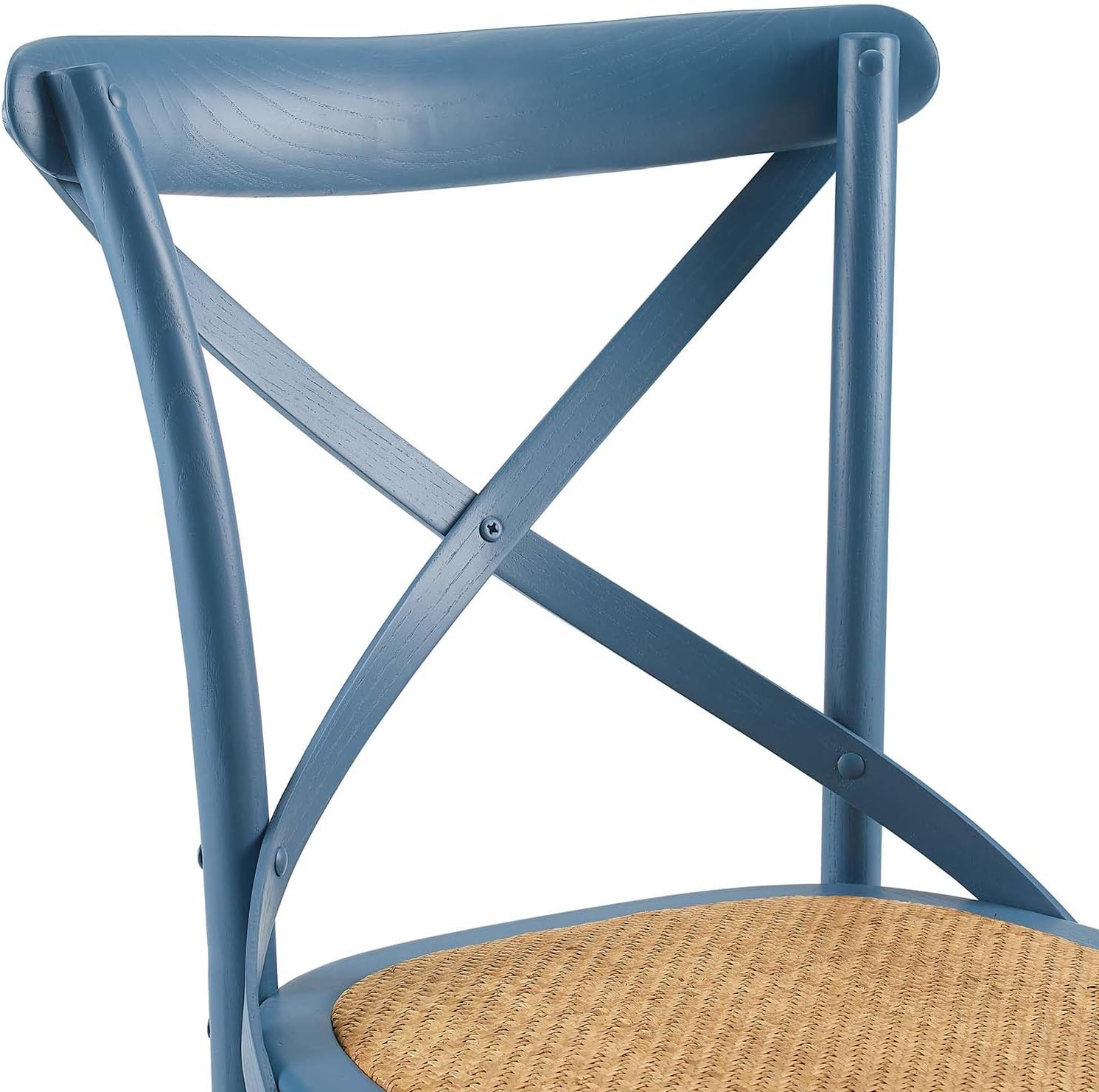 Modway Gear Rustic Modern Farmhouse Elm Wood Rattan Dining Chair in Gray