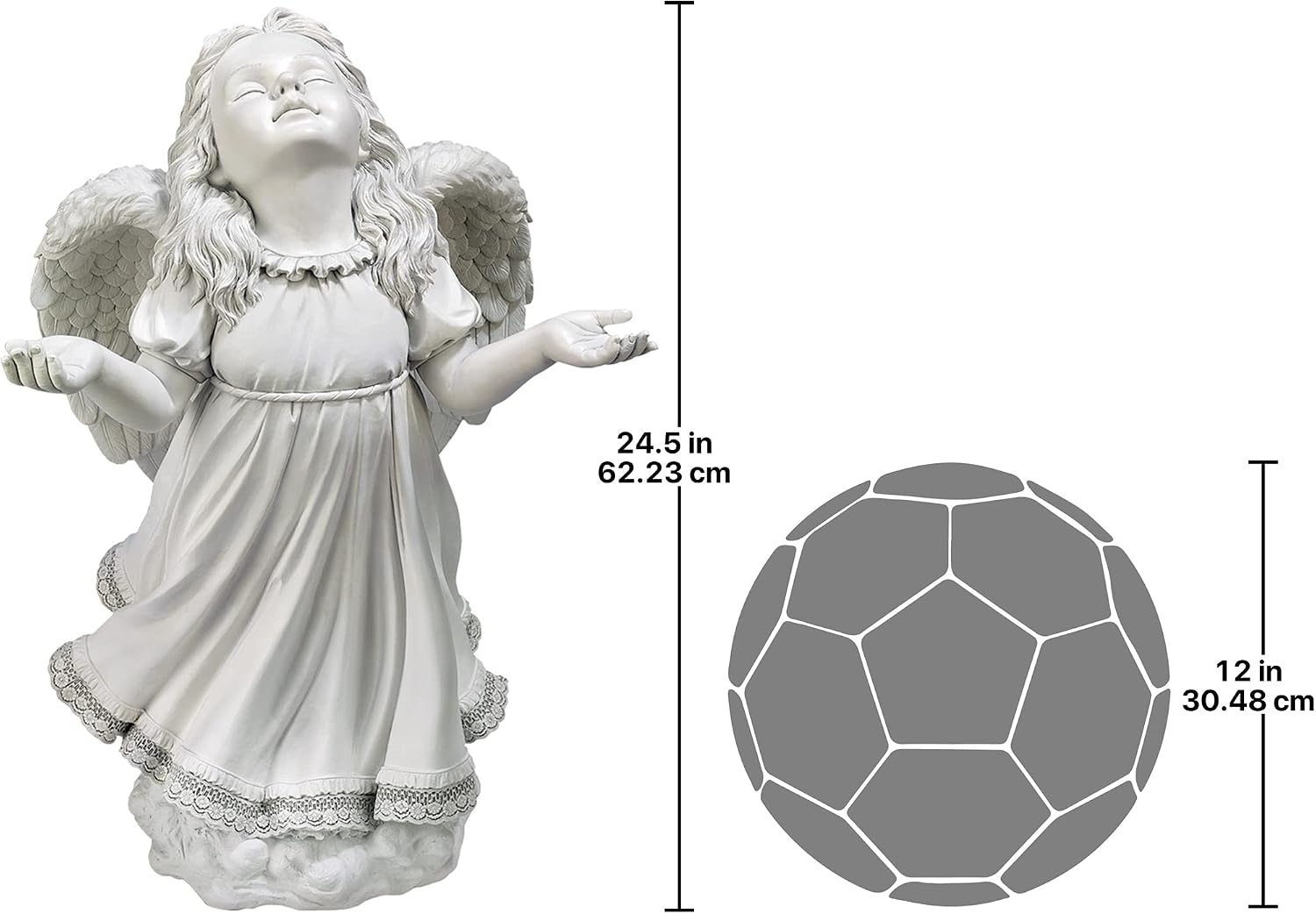 Design Toscano In Grace Girl Child Angel Memorial Indoor/Outdoor Garden Statue, 14 inches wide, 24 inches tall, Cast Stone Resin, Antique Stone Finish