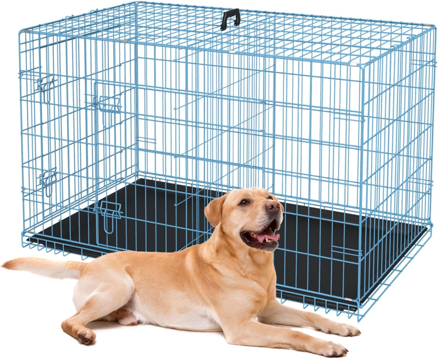 BestPet | Dog Crate | 48" | Black | Foldable Metal Kennel with Double Doors