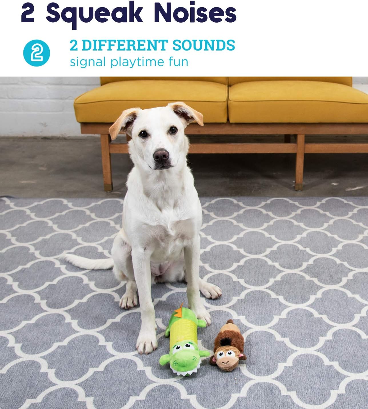Petstages Stuffing-Free Lil' Squeak Monkey Plush Dog Toy, Small