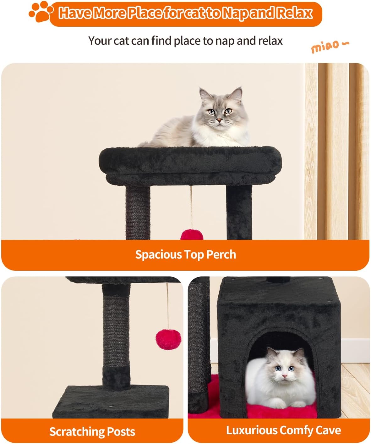 Cute Cat Tree Kitten Cat Tower Condo Cat Furniture Sisal Scratching Posts G