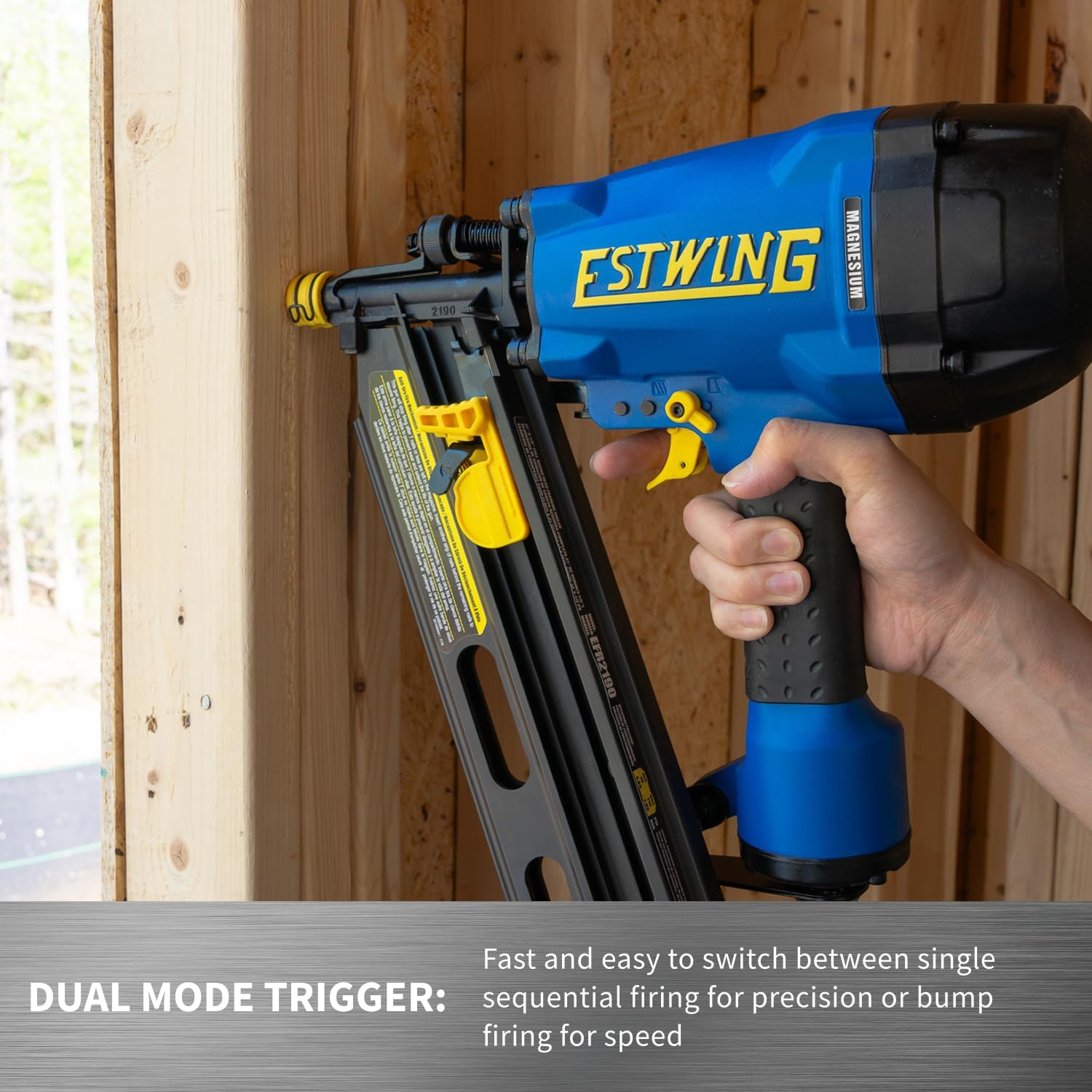 Estwing Pneumatic 21 Degree Framing Nailer, 2”–3-1/2” Framing Nails, Lightweight Magnesium Nail Gun with Depth Adjustment