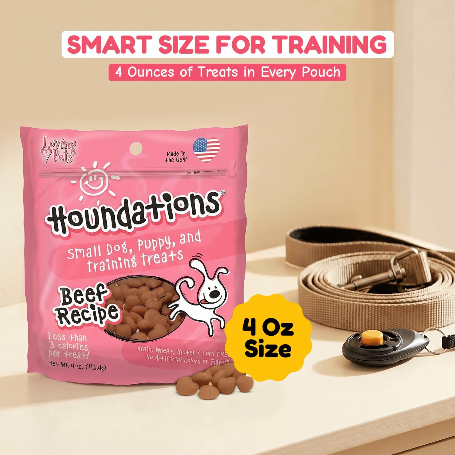 Loving Pets Houndations Chicken Dog Training Treats | All Natural | 2.6 Calories Per Treat | Grain-Free, Wheat-Free, Gluten-Free & Corn-Free | for Small Dogs & Puppies, 4 oz
