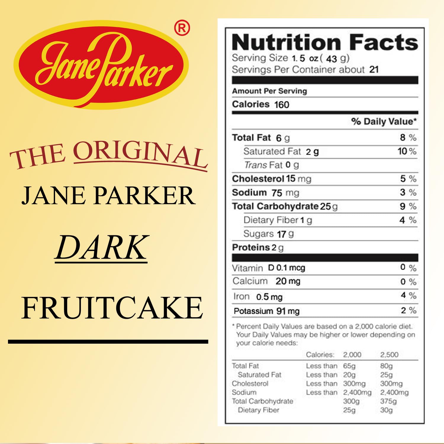 Jane Parker Fruitcake Dark Fruit Cake 2 Pound (32 Ounce) in a Box-Holiday Cake-Christmas Cake-Thanksgiving Cake