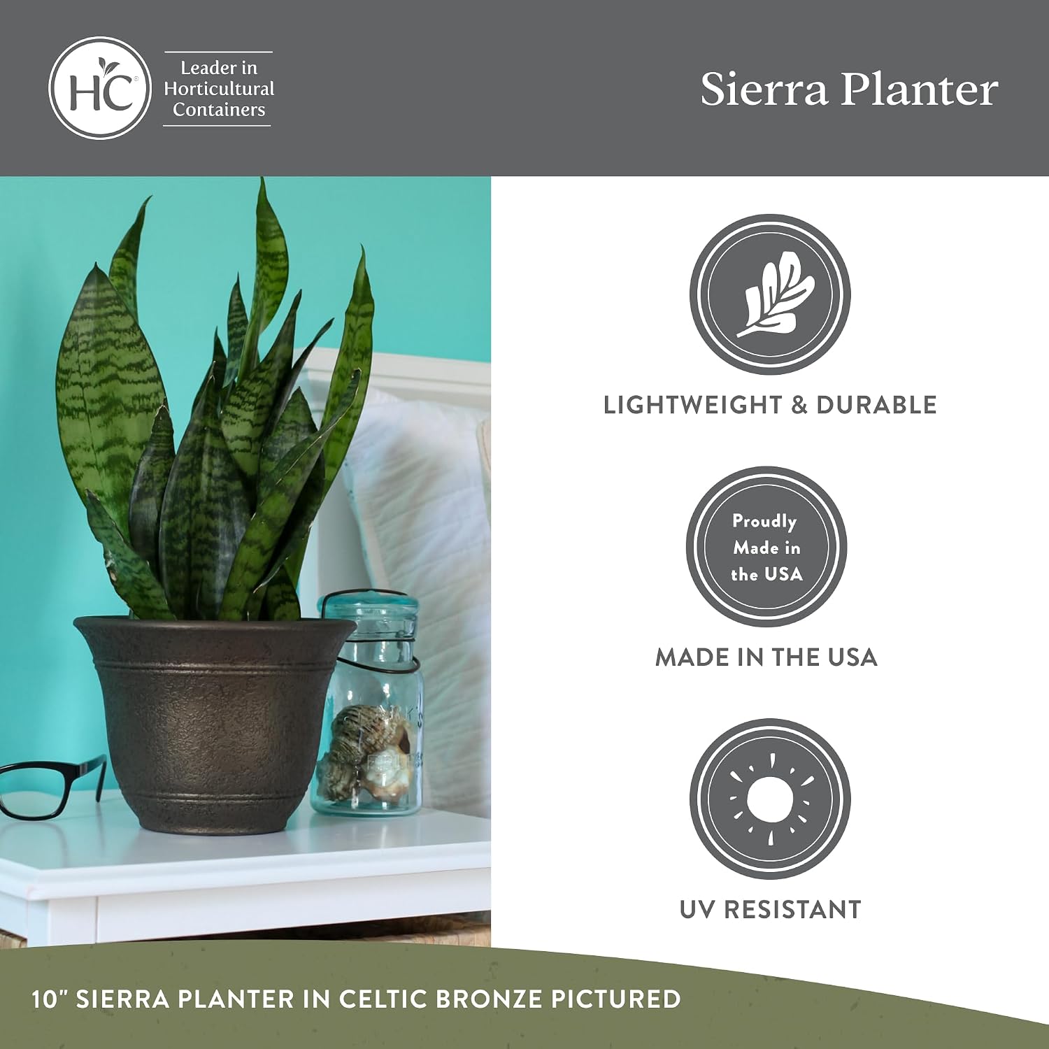 The HC Companies Sierra Round Self-Watering Pot - Lightweight Plastic Planter for Herbs & More - Durable Plant Pots for Indoor Plants & Outdoor Plants (13” Rustic Redstone, Pack of 1)