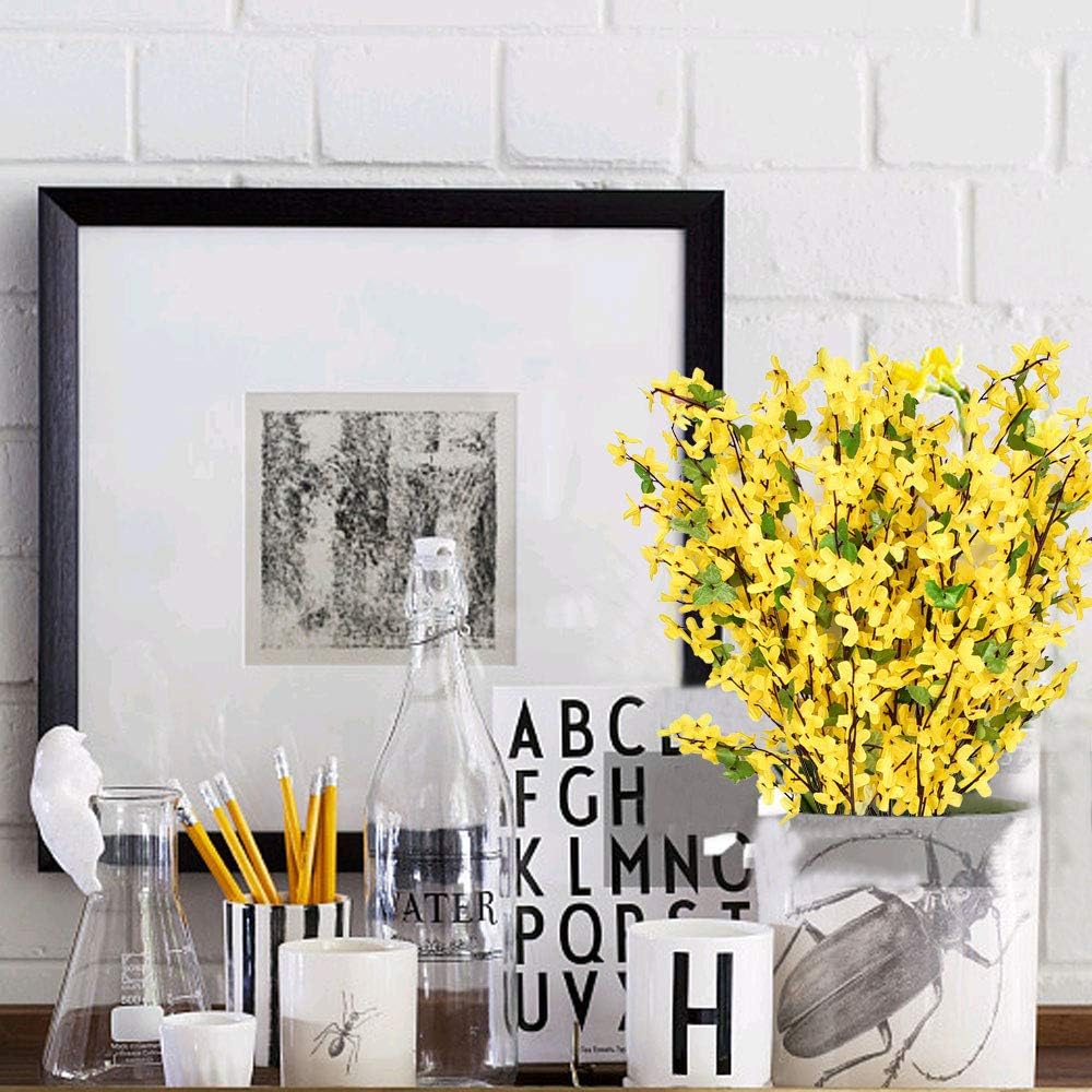 6Pcs Yellow Artificial Flowers 25.5in Long Stem Forsythia Branches